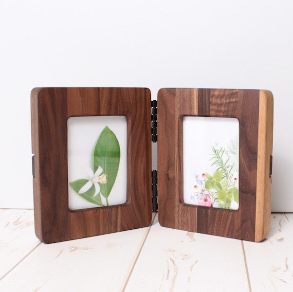 木製 写真立て2連式 フォトフレーム - 2面式 写真立て BOOK -